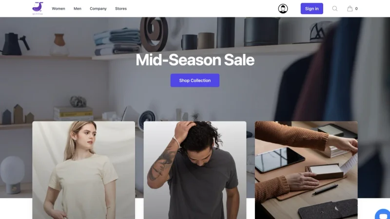 go2shop 商店首頁：Mid-Season Sale 橫幅與商品分類