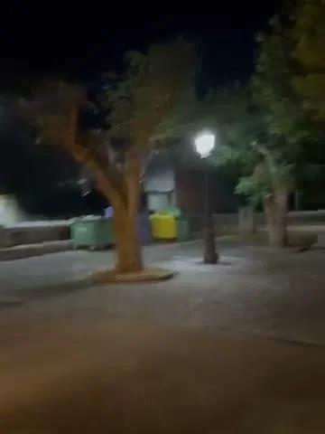深夜莎莉亞的街角，路燈照著一棵樹和空蕩的廣場